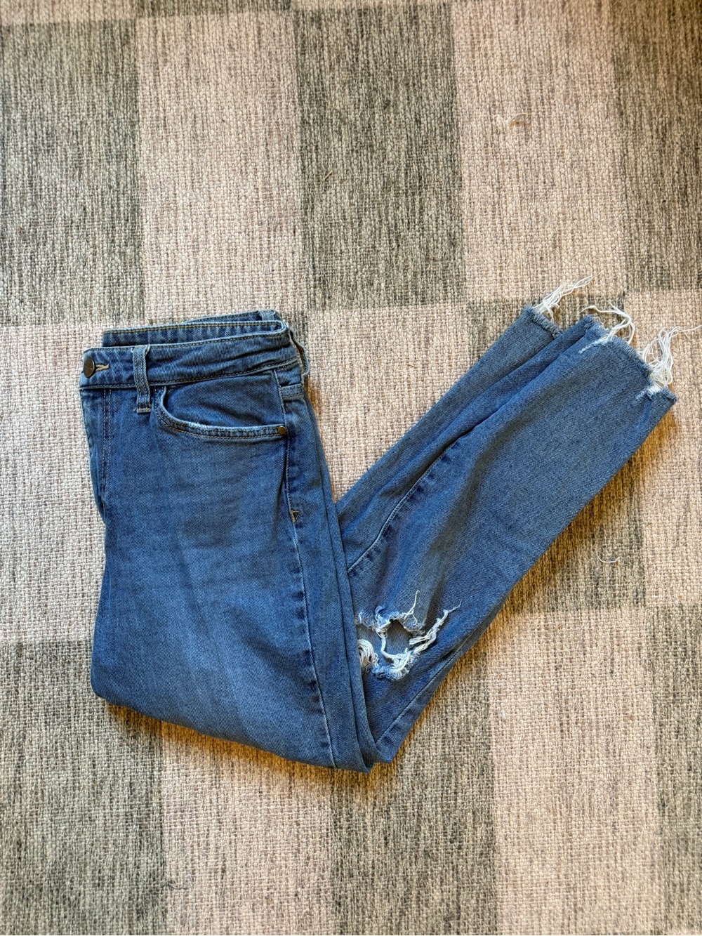 Sam Edelman Blue Distressed Straight-Leg Jeans